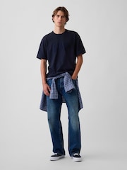 Marineblauw - Gap Heavyweight Relaxed Gap Logo Crop T-shirt - Afbeelding 3 van 4