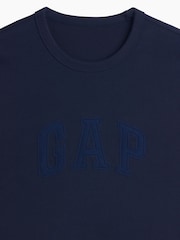 Marineblauw - Gap Heavyweight Relaxed Gap Logo Crop T-shirt - Afbeelding 4 van 4