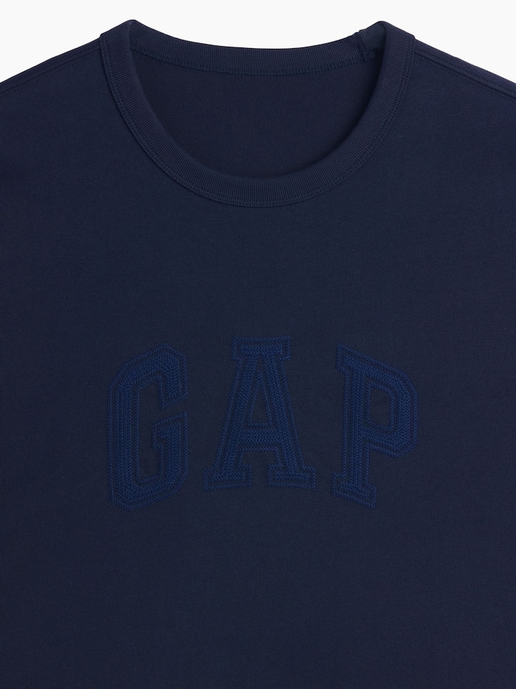 Marineblauw - Gap Heavyweight Relaxed Gap Logo Crop T-shirt - Afbeelding 4 van 4