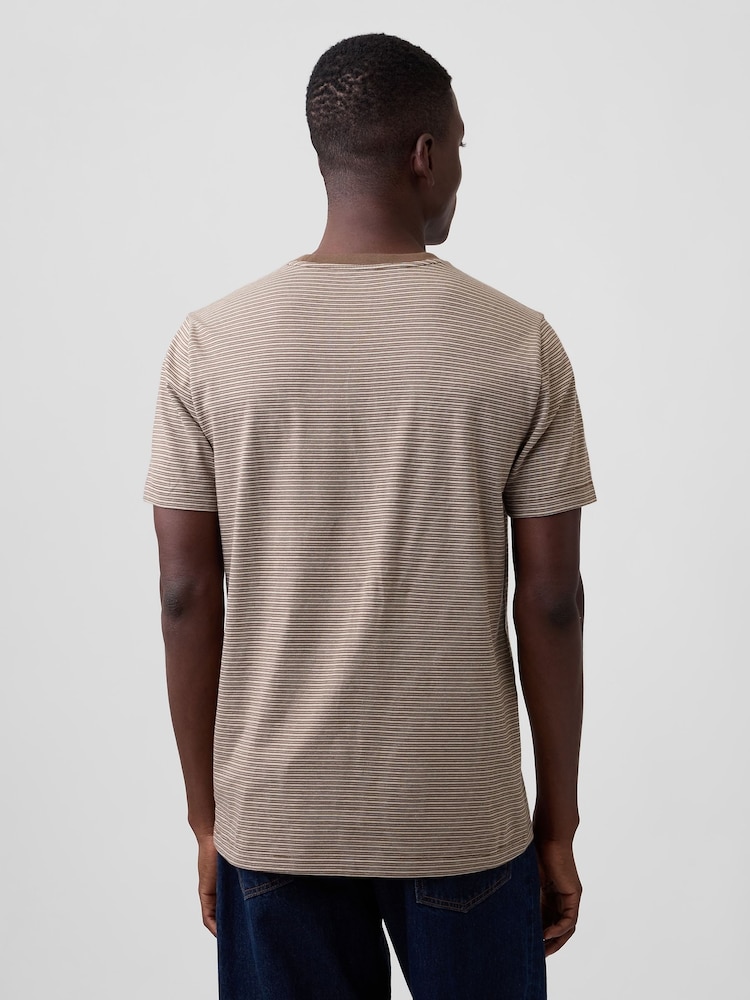 Gap Khaki Green Stripe Pocket Short Sleeve T-Shirt - Image 2 of 4