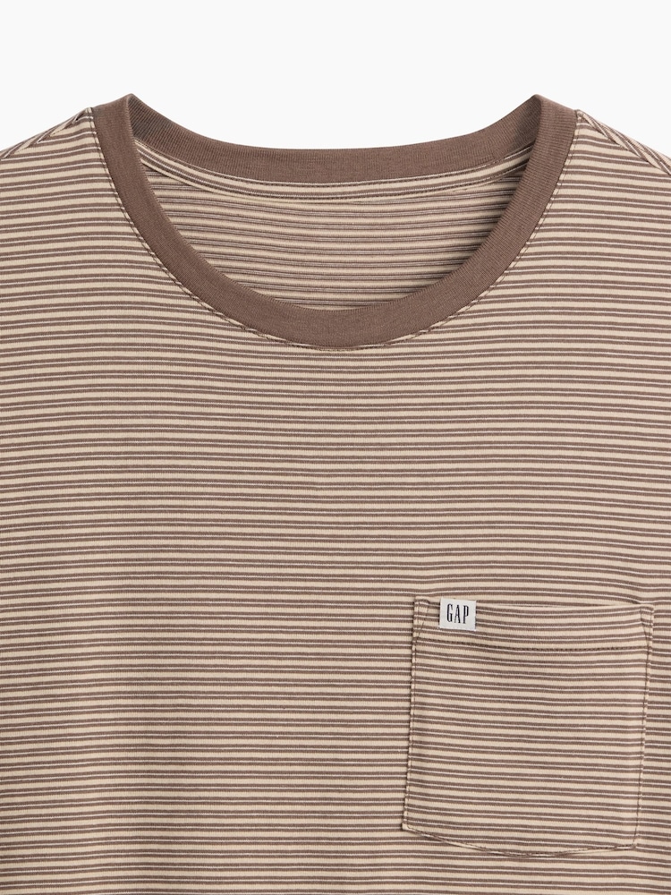 Gap Khaki Green Stripe Pocket Short Sleeve T-Shirt - Image 4 of 4