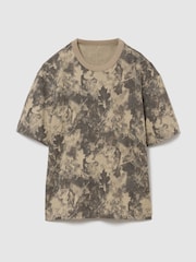 Gap Brown Camouflage Heavyweight Boxy Short Sleeve T-Shirt - Image 1 of 2