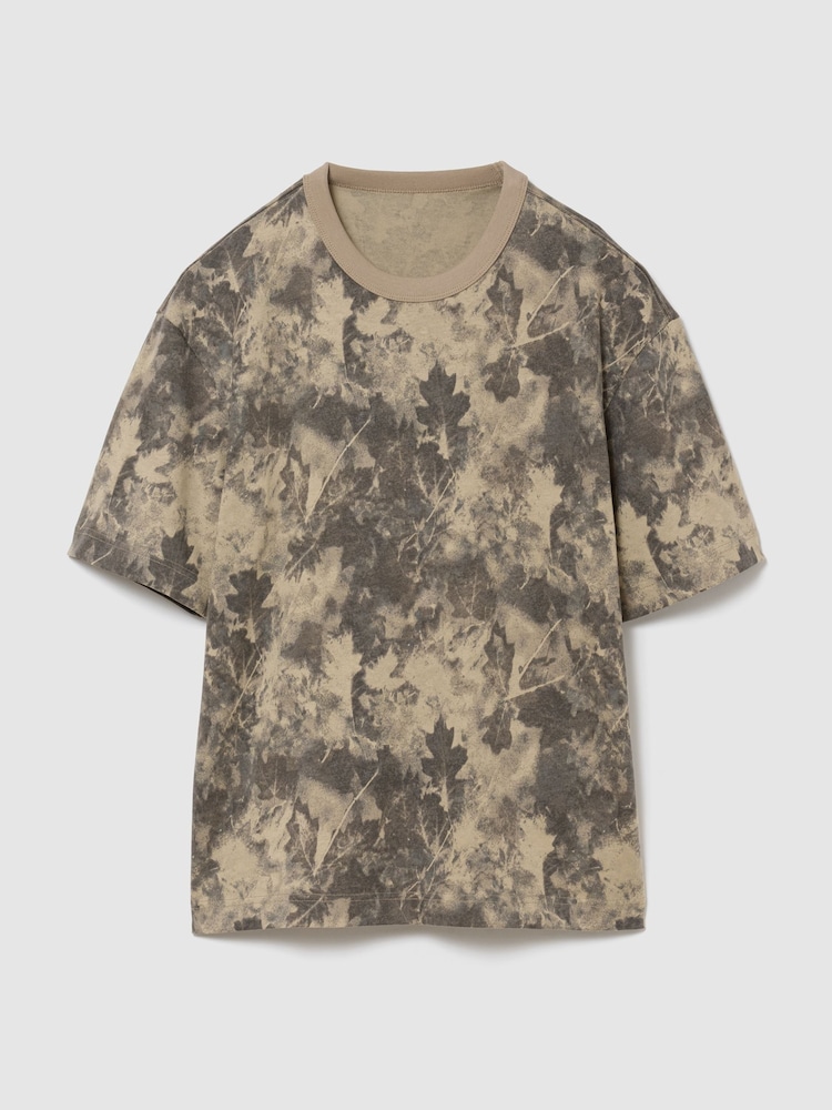 Gap Brown Camouflage Heavyweight Boxy Short Sleeve T-Shirt - Image 1 of 2