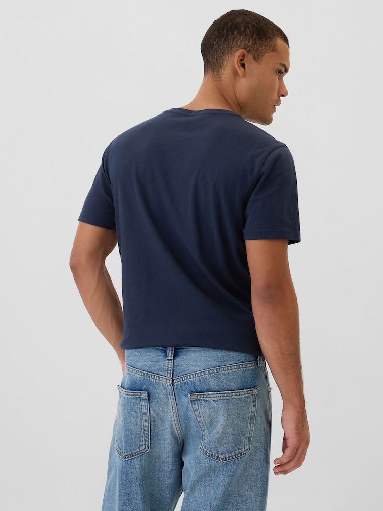 Gap Blue EverydaySoft Mini-Logo V-Neck T-Shirt - Image 2 of 4 Gap Blue EverydaySoft Mini-Logo V-Neck T-Shirt - Image 2 of 4