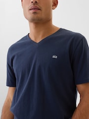 Gap Blue EverydaySoft Mini-Logo V-Neck T-Shirt - Image 4 of 4