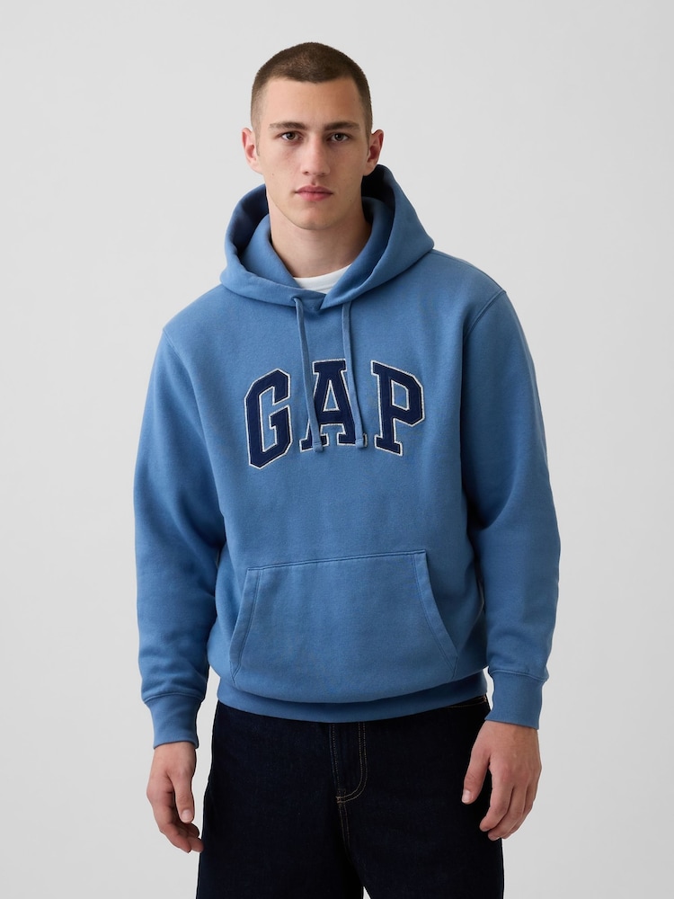 Bleu - Sweat à capuche Gap Vintage Soft Arch à logo - Image 1 de 4
