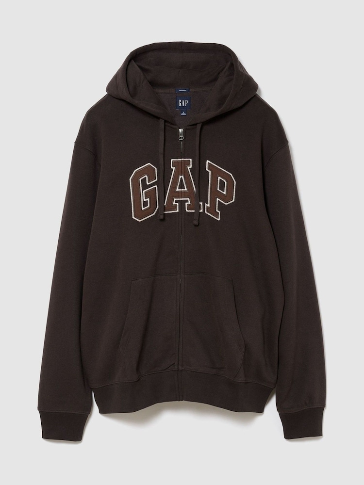 Gap Chocolate Brown Vintage Soft Arch Logo Zip-up Hoodie - Image 1 of 3 Gap Chocolate Brown Vintage Soft Arch Logo Zip-up Hoodie - Image 1 of 3