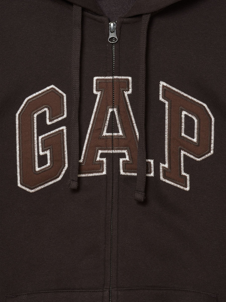 Gap Chocolate Brown Vintage Soft Arch Logo Zip-up Hoodie - Image 3 of 3 Gap Chocolate Brown Vintage Soft Arch Logo Zip-up Hoodie - Image 3 of 3