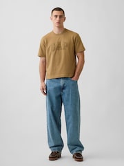 Lichtbruin - Gap Heavyweight Relaxed Gap Logo Crop T-shirt - Afbeelding 3 van 4