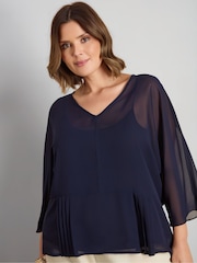 Live Unlimited Peplum V-Neck Overlay Blouse - Obraz 1 z 4