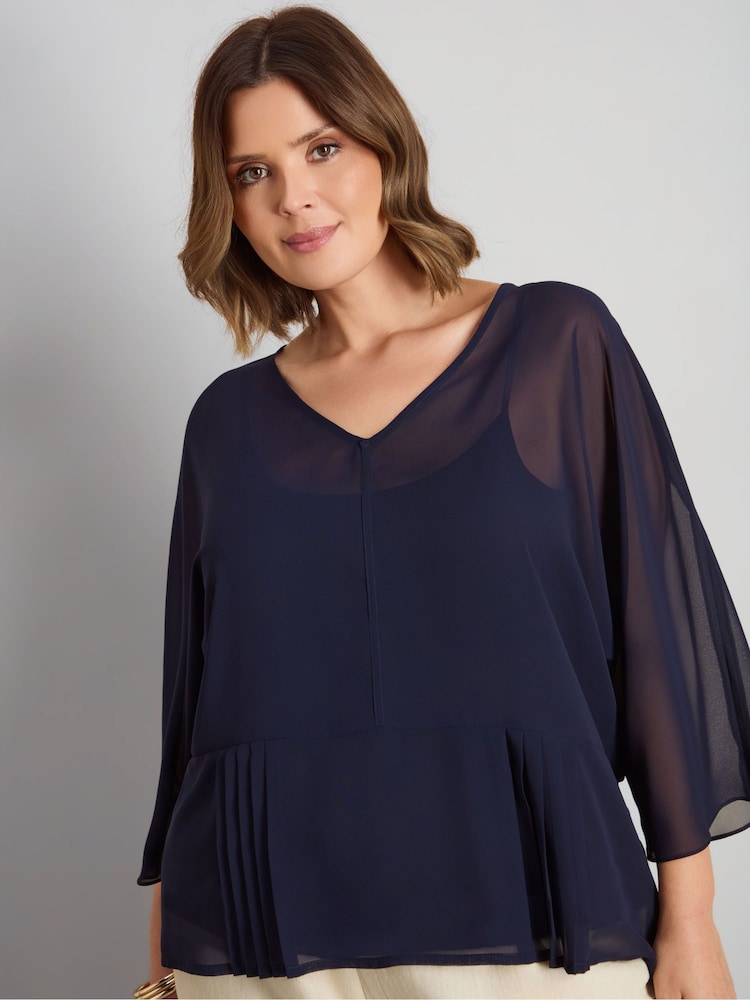 Live Unlimited Peplum V-Neck Overlay Blouse - Obraz 1 z 4