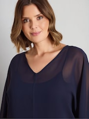 Live Unlimited Peplum V-Neck Overlay Blouse - Obraz 3 z 4