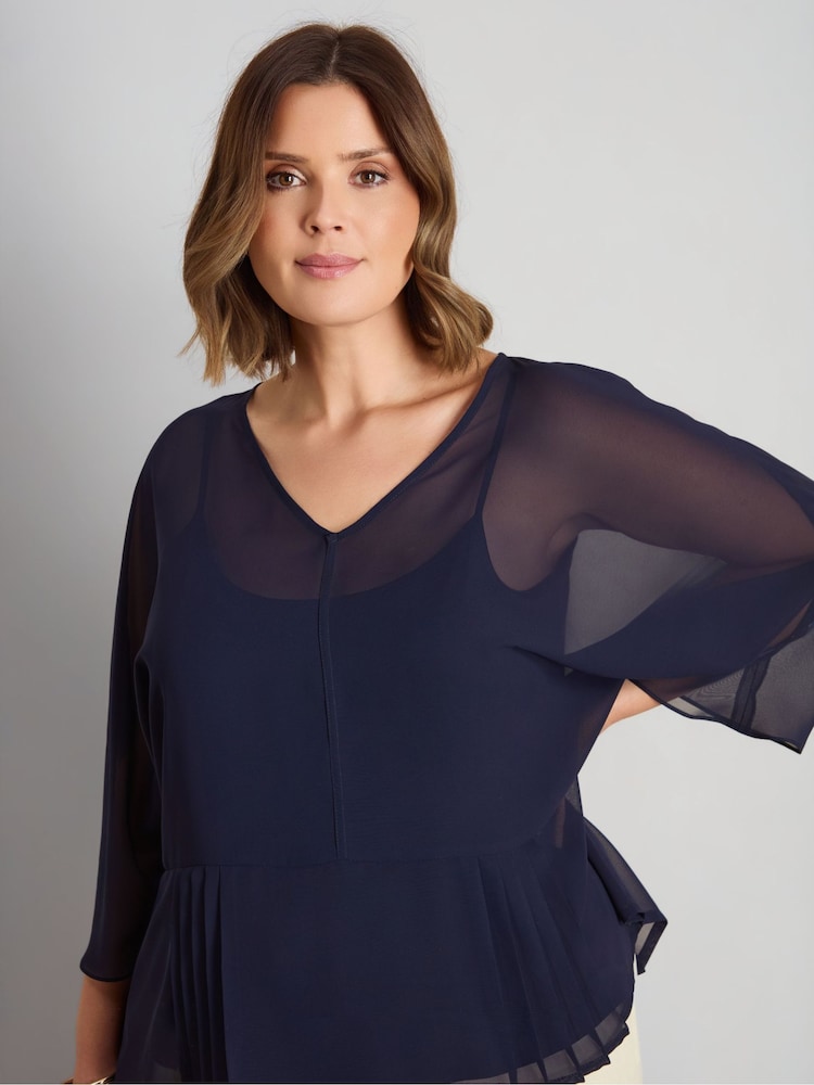 Live Unlimited Peplum V-Neck Overlay Blouse - Obraz 4 z 4