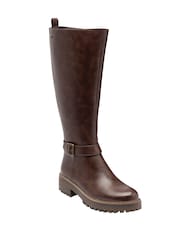 Lotus Brown Leg Boots With Elasticated Panels - Image 1 of 4
