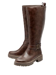 Lotus Brown Leg Boots With Elasticated Panels - Image 2 of 4