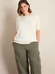 Live Unlimited Cream Short Sleeve Knitted Jumper - Image 1 of 4