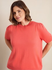 Live Unlimited Cream Coral Short Sleeve Knitted Jumper - Image 5 of 5