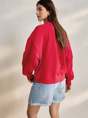 Red Artist Editions Frankie Thorp x Hand Painted Spicy Margarita Cocktail Graphic Print Sweatshirt - Image 3 of 7