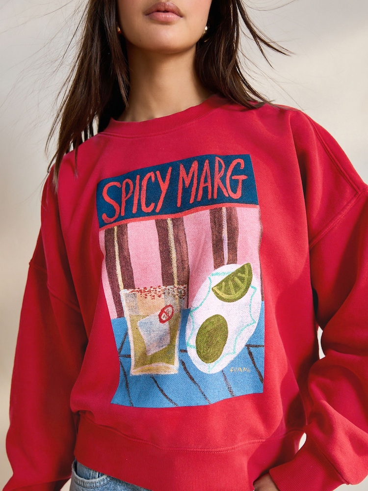 Rood - Artist Editions Frankie Thorp x Hand Painted Spicy Margarita Cocktail Graphic Print Sweatshirt - Image 4 of 7