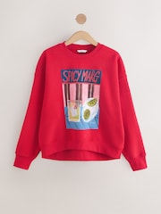 Red Artist Editions Frankie Thorp x Hand Painted Spicy Margarita Cocktail Graphic Print Sweatshirt - Image 5 of 7