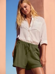 Forest Green Seer Sucker Lightweight Shorts - Image 2 of 9