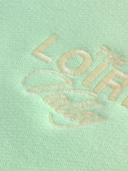 Graphic Fluro Green Raw Hem Detail Washed 100% Cotton Crew Neck Sweatshirt - Image 10 of 10