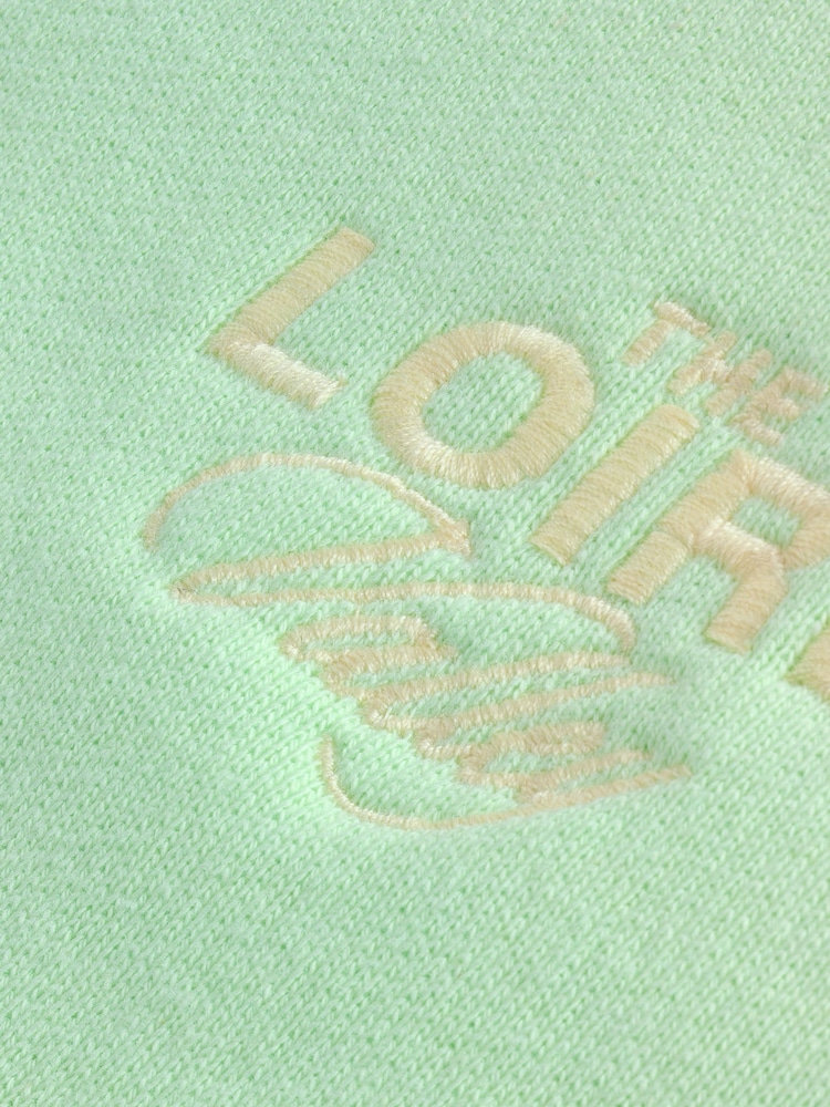 Graphic Fluro Green Raw Hem Detail Washed 100% Cotton Crew Neck Sweatshirt - Image 10 of 10