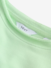 Graphic Fluro Green Raw Hem Detail Washed 100% Cotton Crew Neck Sweatshirt - Image 8 of 10