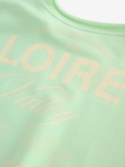 Graphic Fluro Green Raw Hem Detail Washed 100% Cotton Crew Neck Sweatshirt - Image 9 of 10