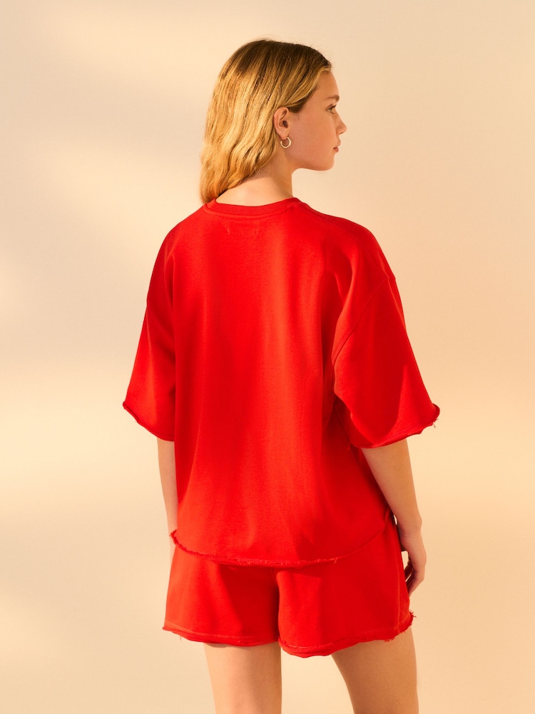 Red City Graphic LA Short Sleeve Crewneck Sweatshirt Heavyweight T-Shirt - Image 2 of 8