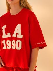 Red City Graphic LA Short Sleeve Crewneck Sweatshirt Heavyweight T-Shirt - Image 5 of 8