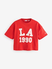 Red City Graphic LA Short Sleeve Crewneck Sweatshirt Heavyweight T-Shirt - Image 6 of 8