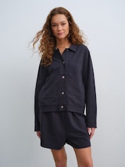 Charcoal Grey Seer Sucker Button Through Lightweight Jacket - Image 3 of 5