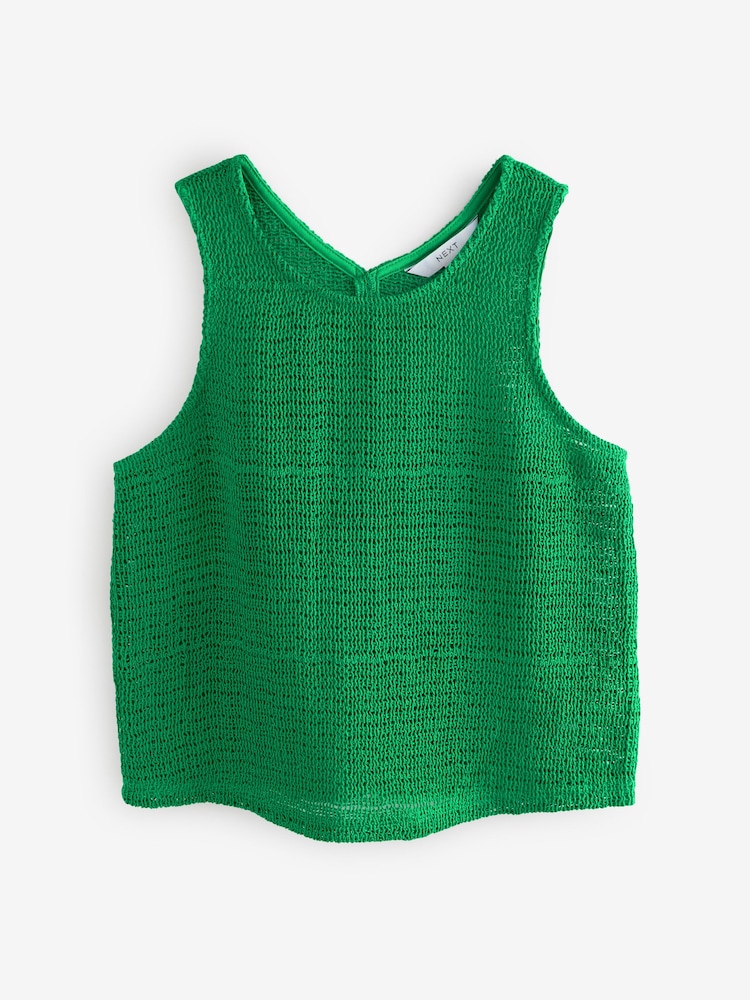 Green Crochet Shell Tank Top - Image 5 of 7