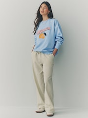 Blue Heavy Boucle/Embroidery Graphic Crew Neck Sweatshirt - Image 2 of 7