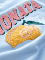 Blue Heavy Boucle/Embroidery Graphic Crew Neck Sweatshirt - Image 6 of 7