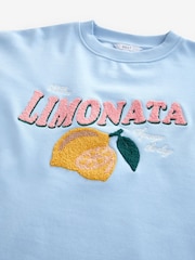 Blue Heavy Boucle/Embroidery Graphic Crew Neck Sweatshirt - Image 7 of 7