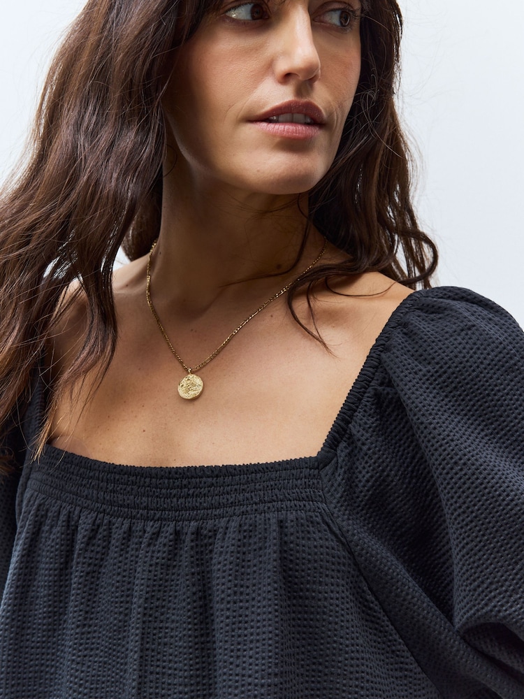 Black Textured Seer Sucker Smock Dress - Image 4 of 4