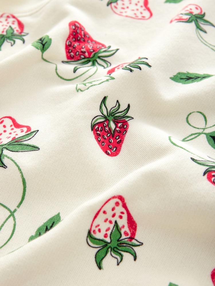 Red Graphic Strawberry Print Cotton Rich Long Crew Neck Sweatshirt - Image 12 of 13
