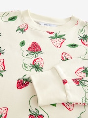 Red Graphic Strawberry Print Cotton Rich Long Crew Neck Sweatshirt - Image 13 of 13