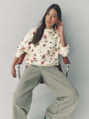 Red Graphic Strawberry Print Cotton Rich Long Crew Neck Sweatshirt - Image 2 of 13