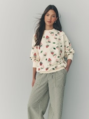 Red Graphic Strawberry Print Cotton Rich Long Crew Neck Sweatshirt - Image 5 of 13