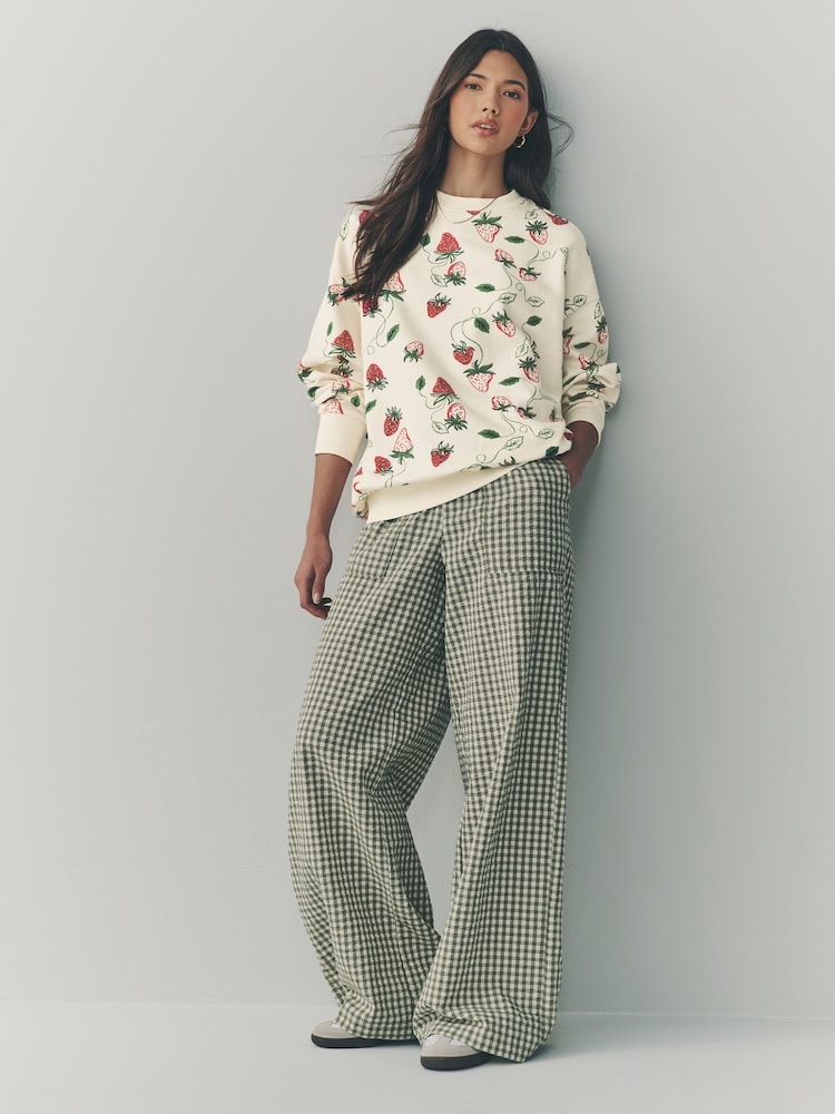 Red Graphic Strawberry Print Cotton Rich Long Crew Neck Sweatshirt - Image 6 of 13