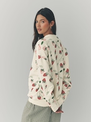 Red Graphic Strawberry Print Cotton Rich Long Crew Neck Sweatshirt - Image 7 of 13