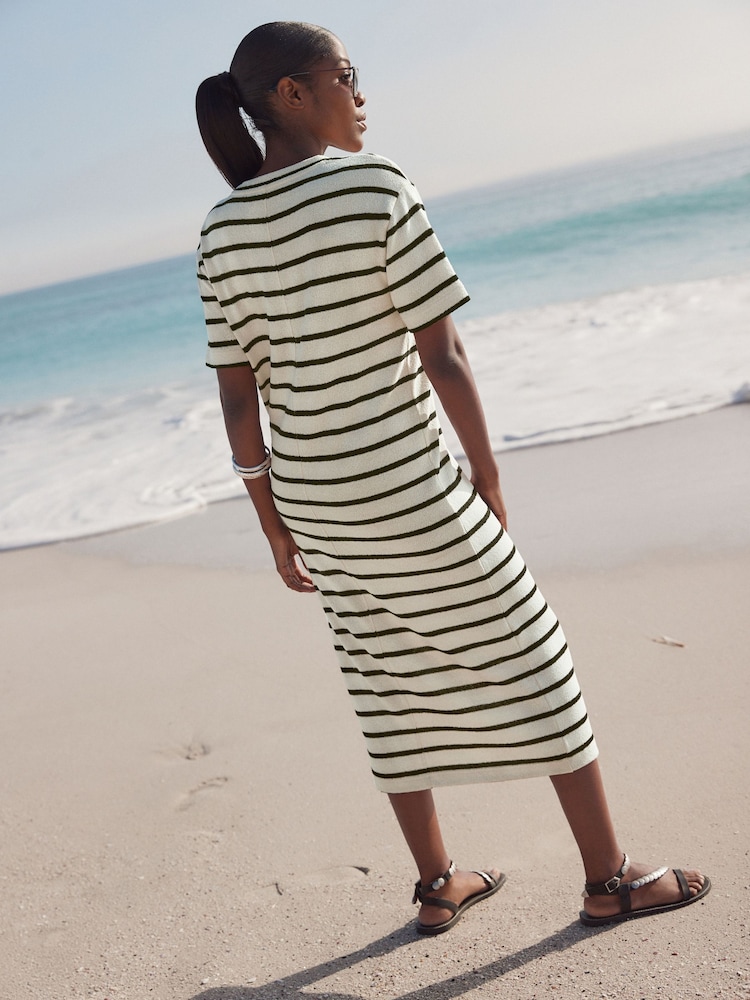 Buy Monochrome Stripe Knitlook Short Sleeve Dress from Next USA