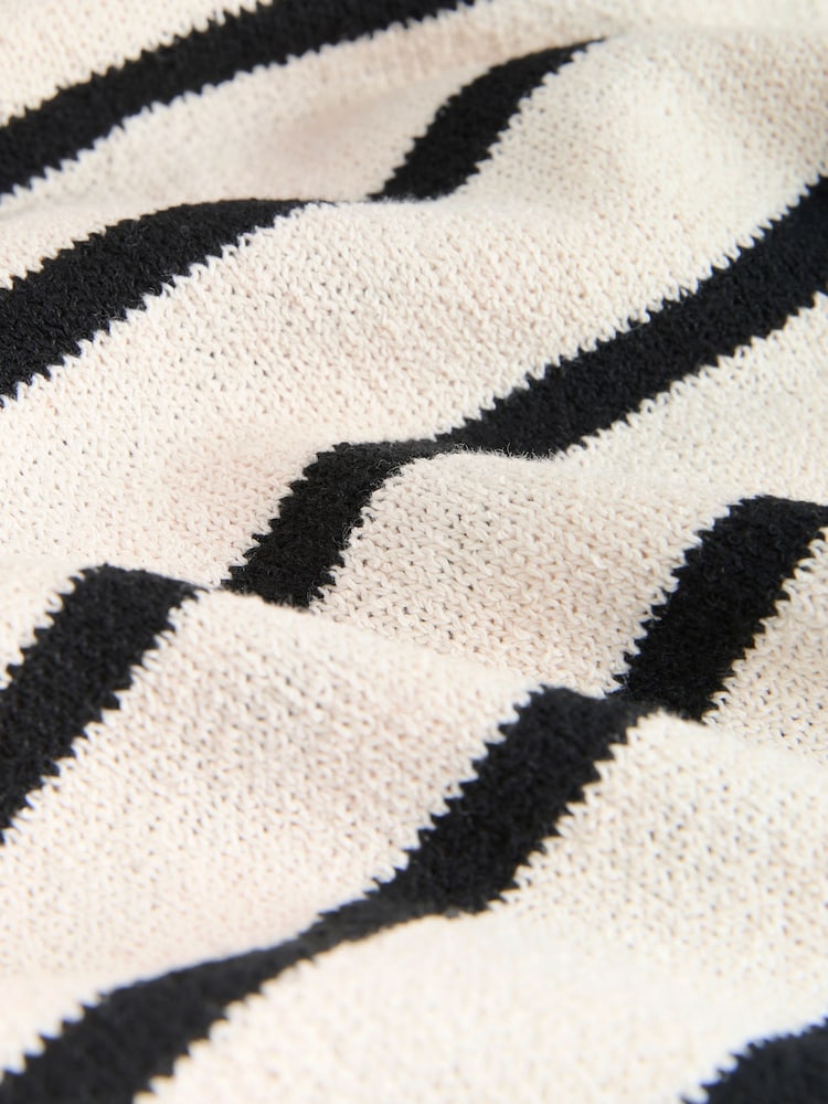 Monochrome Stripe Knitlook Short Sleeve Dress - Image 7 of 7