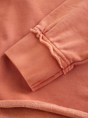 Orange Relaxed Fit Washed Cotton V-Neck Hoodie - Image 6 of 7