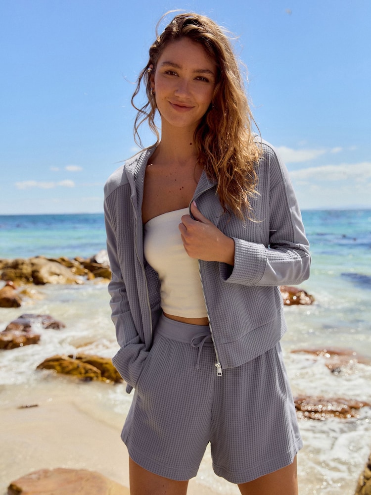 modra - Textured z vafljasto strukturo Zip Through pulover kapucar; jopa/pulover s kapuco - Slika 2 iz 9 modra - Textured z vafljasto strukturo Zip Through pulover kapucar; jopa/pulover s kapuco - Slika 2 iz 9