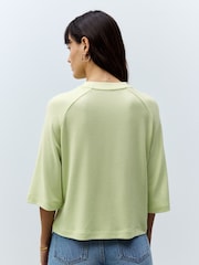 Lime Green Soft Touch Cosy Crew Neck Boxy Mid Short Sleeve Jumper Top - Image 4 of 8