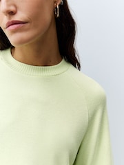 Lime Green Soft Touch Cosy Crew Neck Boxy Mid Short Sleeve Jumper Top - Image 5 of 8
